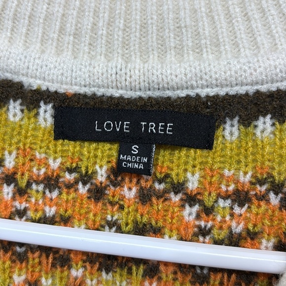 Love Tree snow flowers print Multicolor Knit Sweater V beck Vest size small - Picture 4 of 10